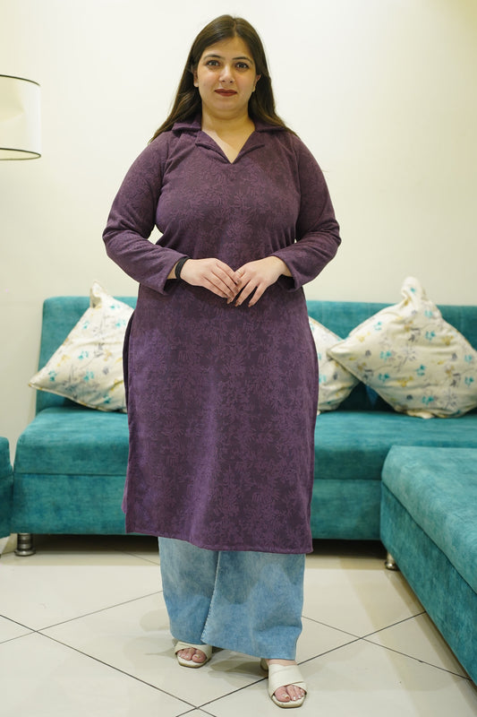 Purple Hearth Knitted Woollen Kurta