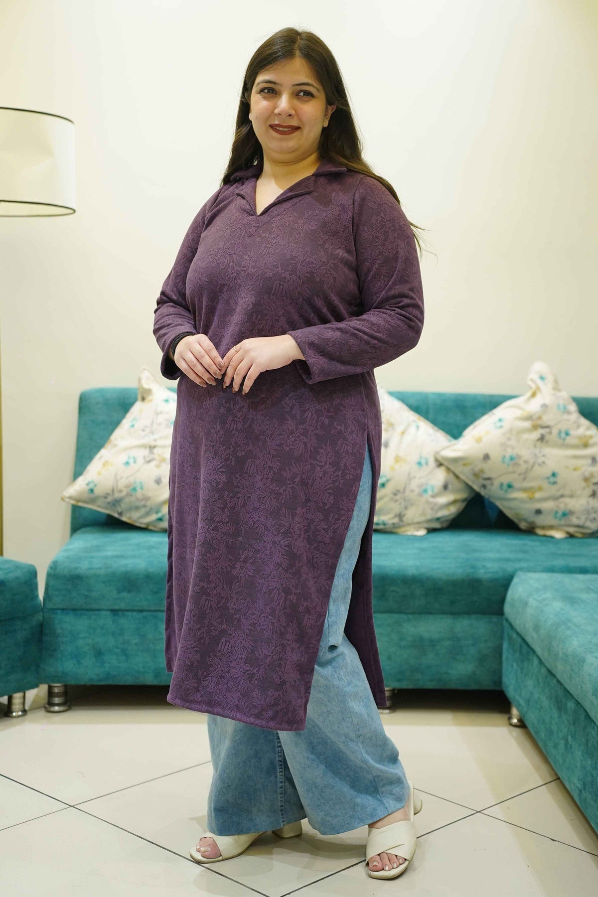 Purple Hearth Knitted Woollen Kurta