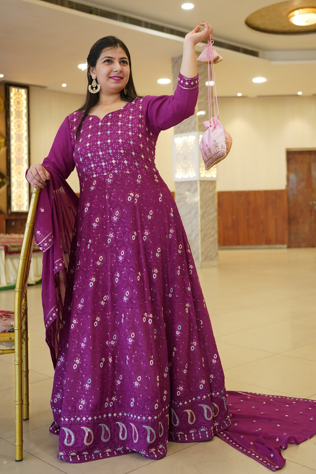 Radiant Purple Georgette Dress with Dupatta