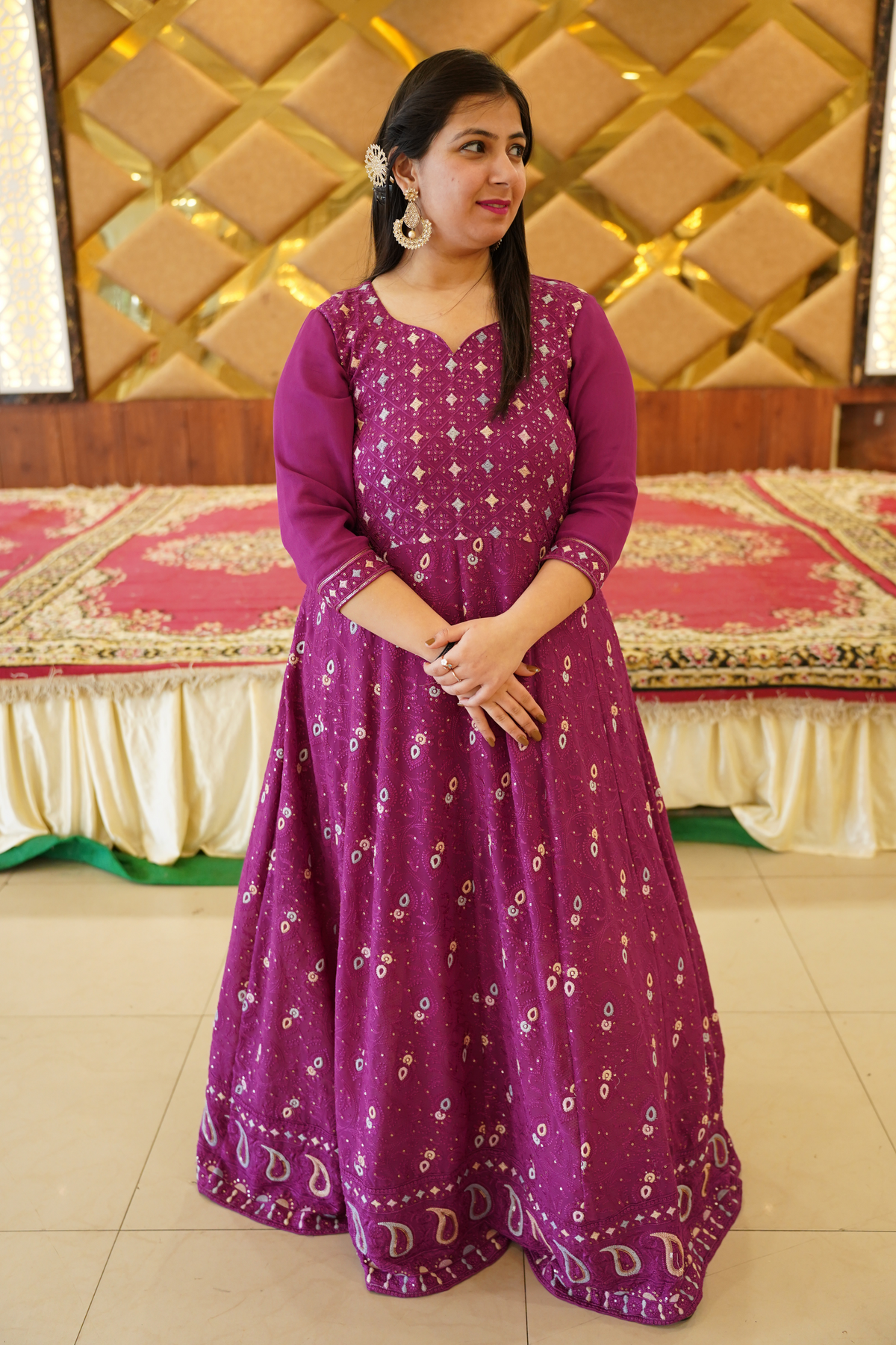 Radiant Purple Georgette Dress with Dupatta