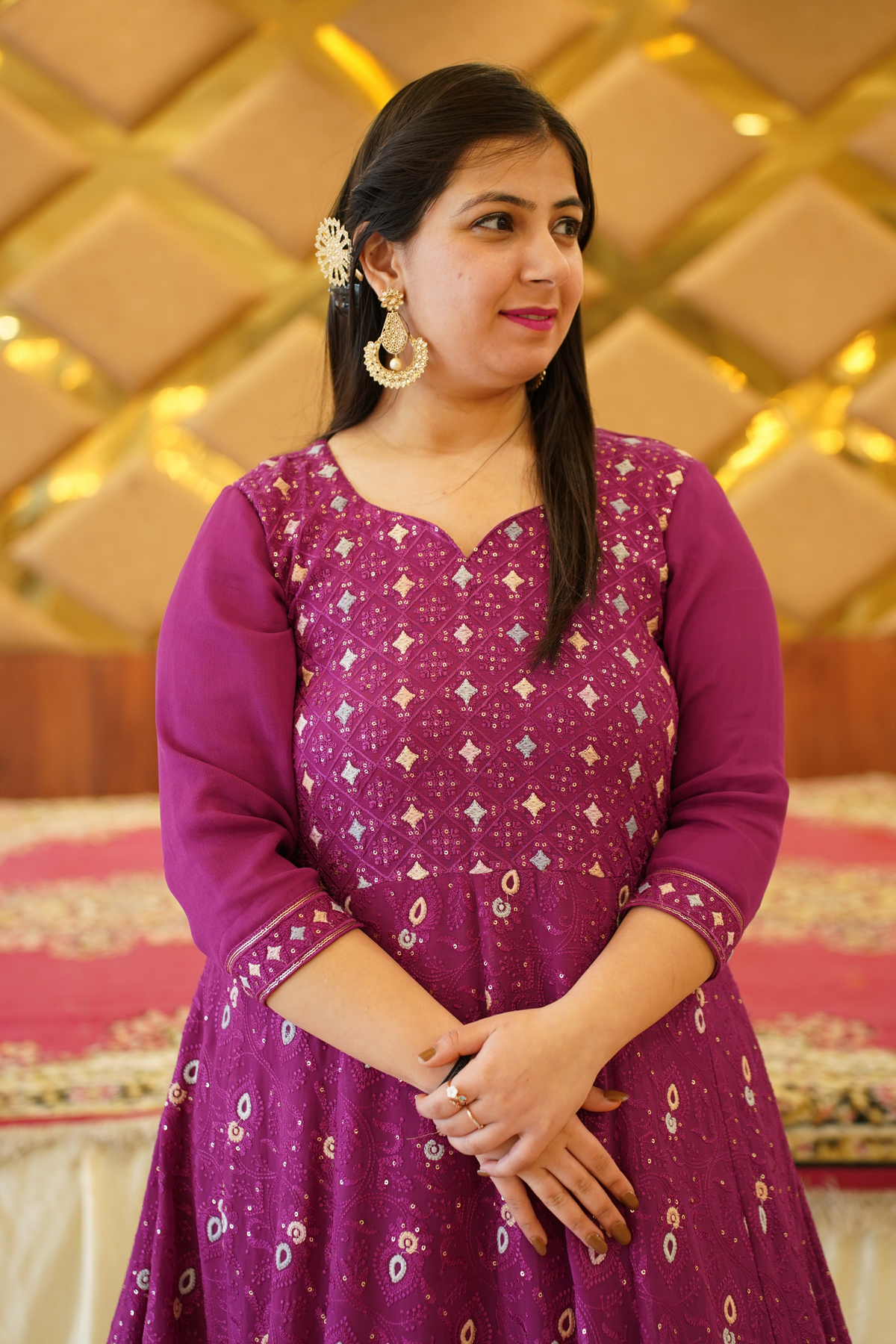 Radiant Purple Georgette Dress with Dupatta