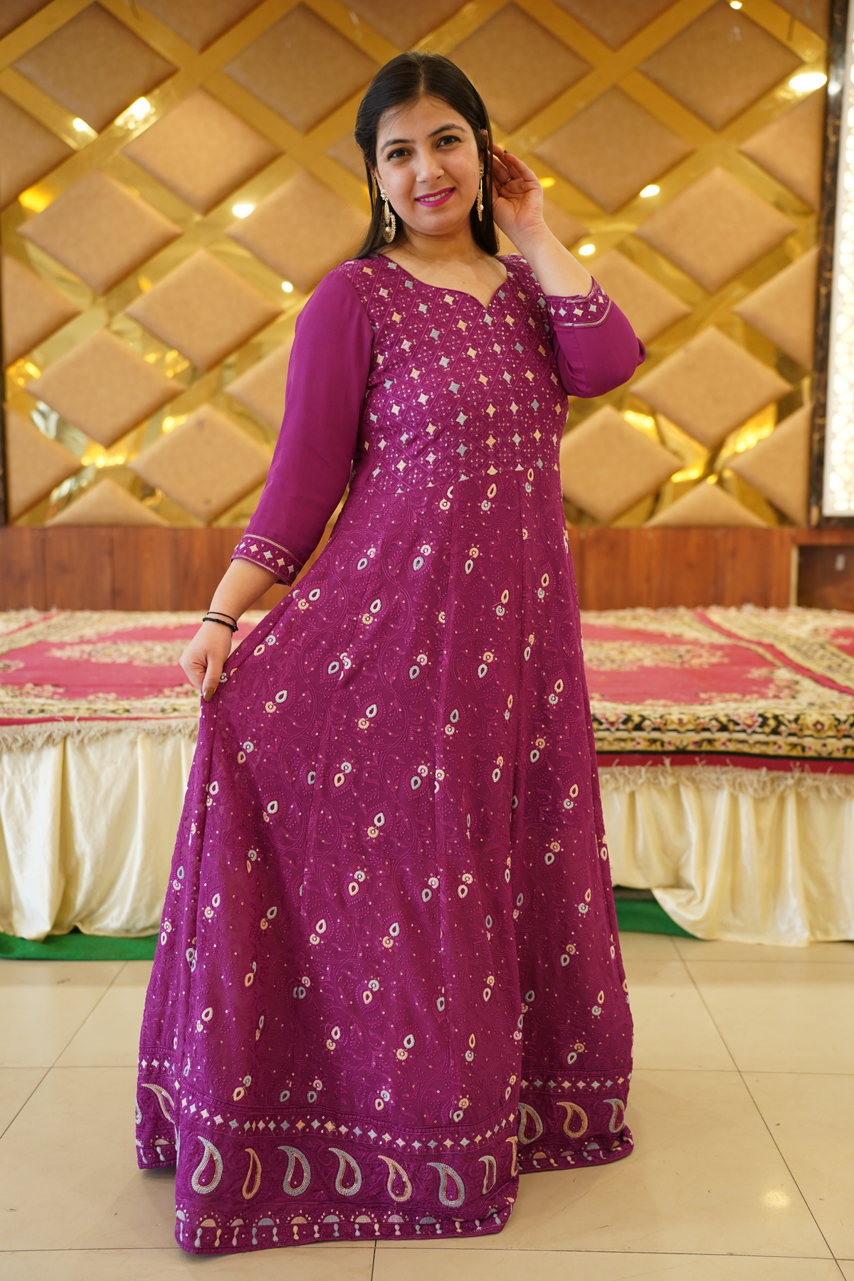 Radiant Purple Georgette Dress with Dupatta