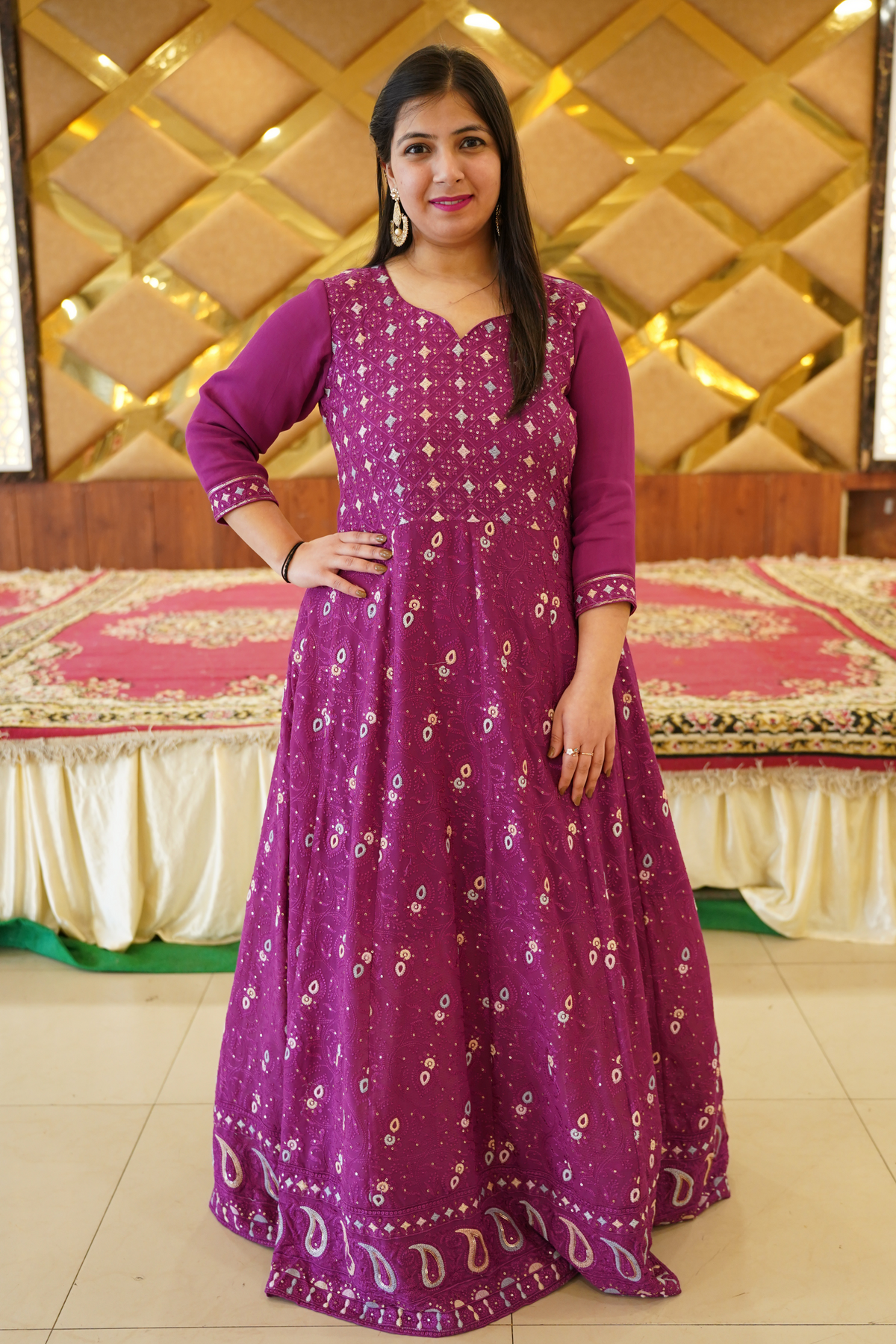 Radiant Purple Georgette Dress with Dupatta