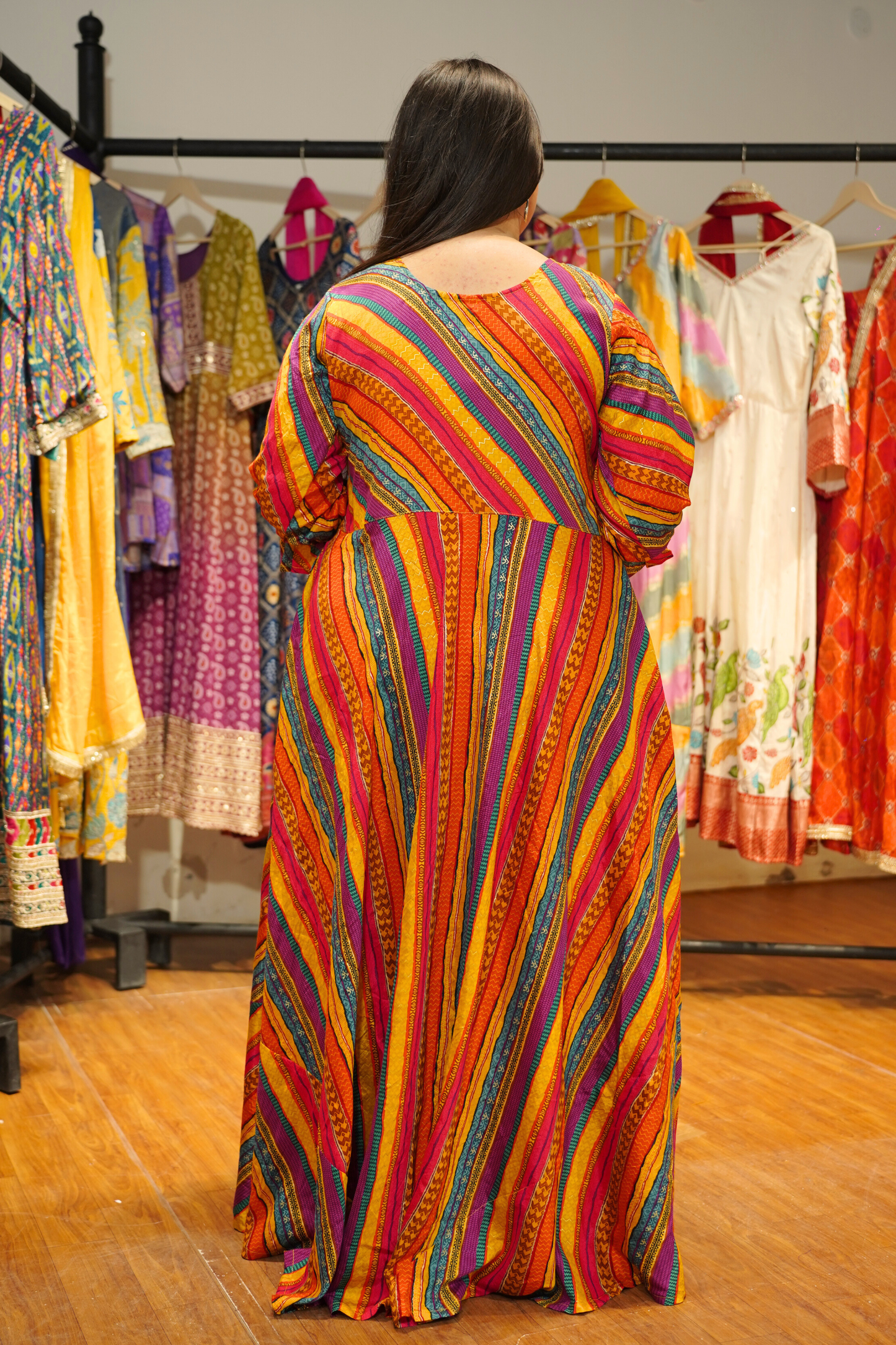 Rainbow Lane Foiled Rayon Dress With Pockets