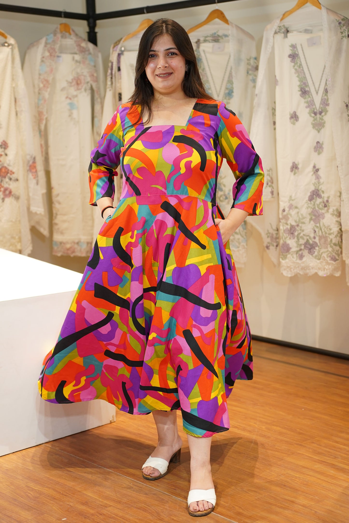 Rainbow Spectrum Printed Maxi Dress