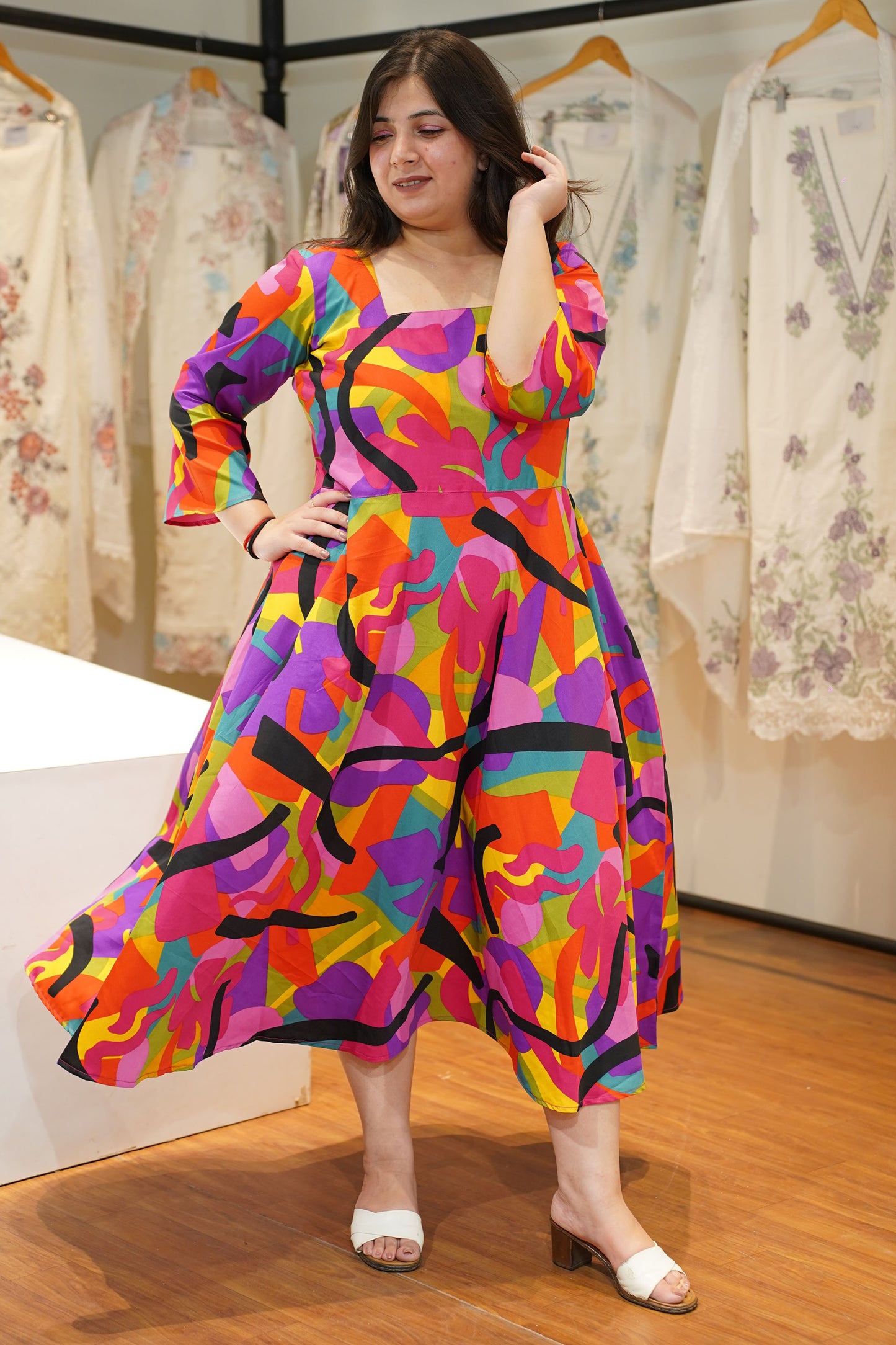 Rainbow Spectrum Printed Maxi Dress