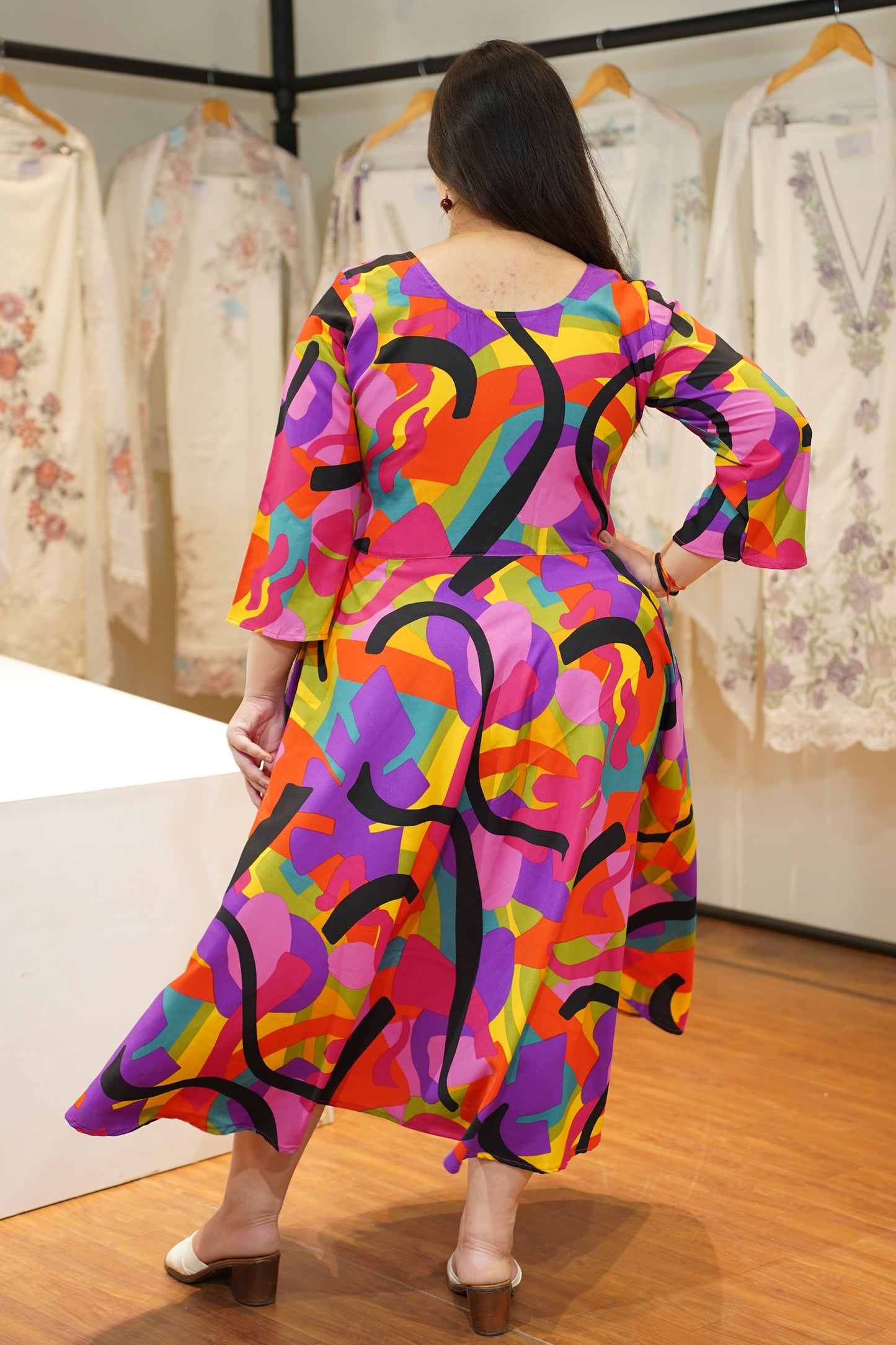 Rainbow Spectrum Printed Maxi Dress