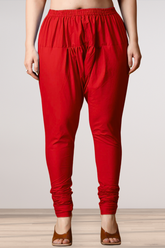 Red Rayon Churidar Pants