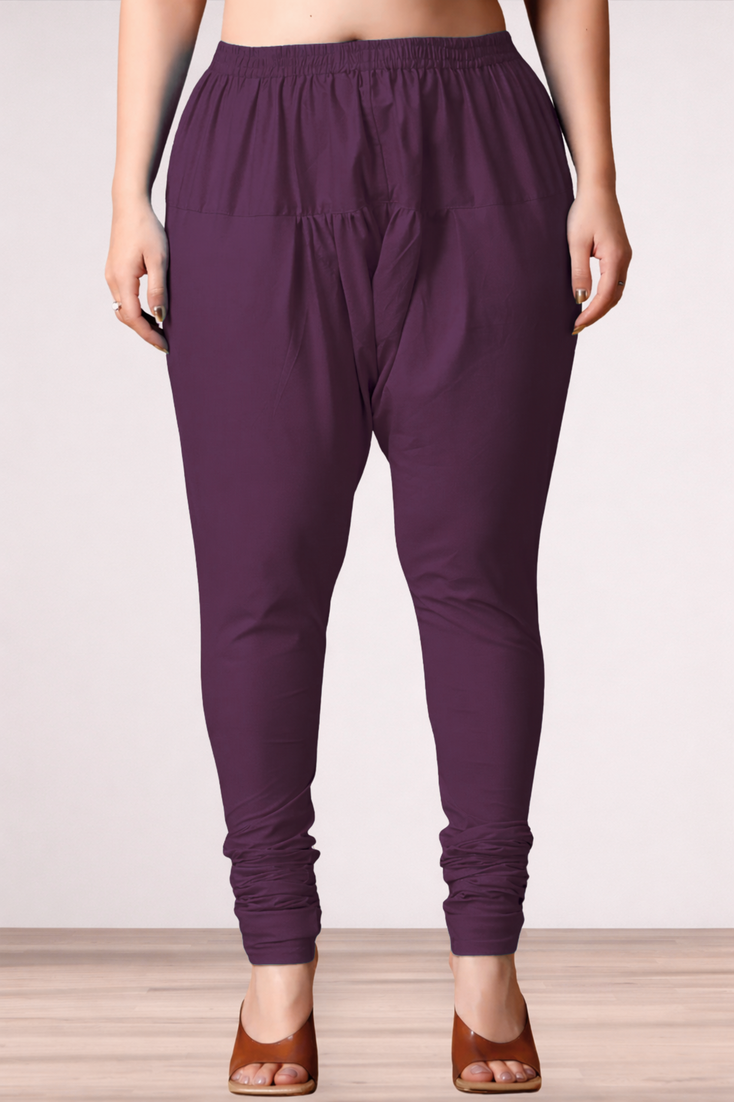 Wine Rayon Churidar Pants