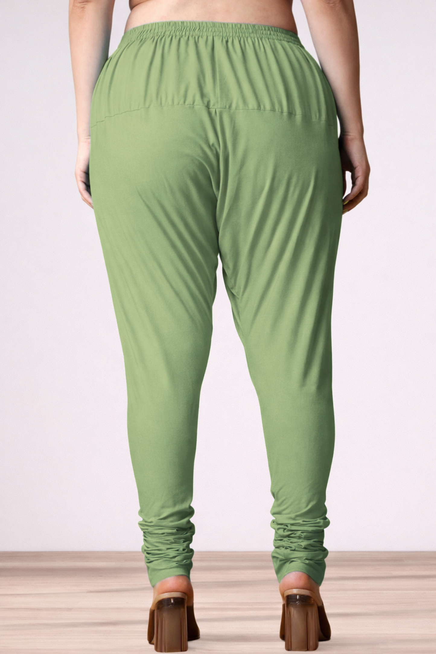 Pista Green Rayon Churidar Pants