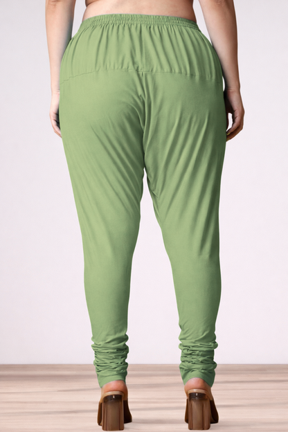 Pista Green Rayon Churidar Pants