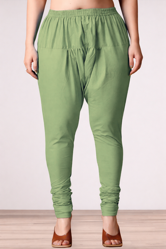 Pista Green Rayon Churidar Pants
