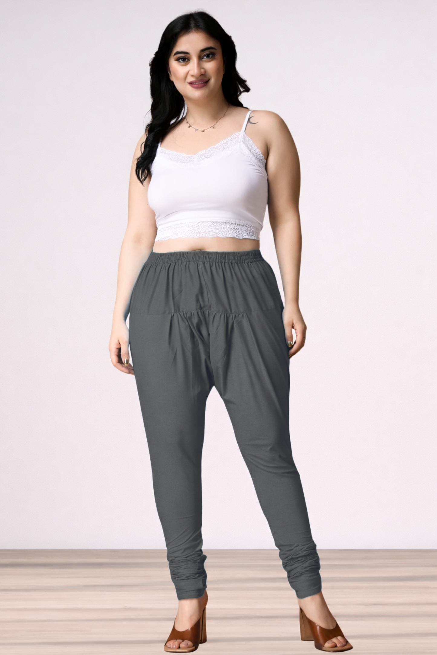 Dark Grey Rayon Churidar Pants