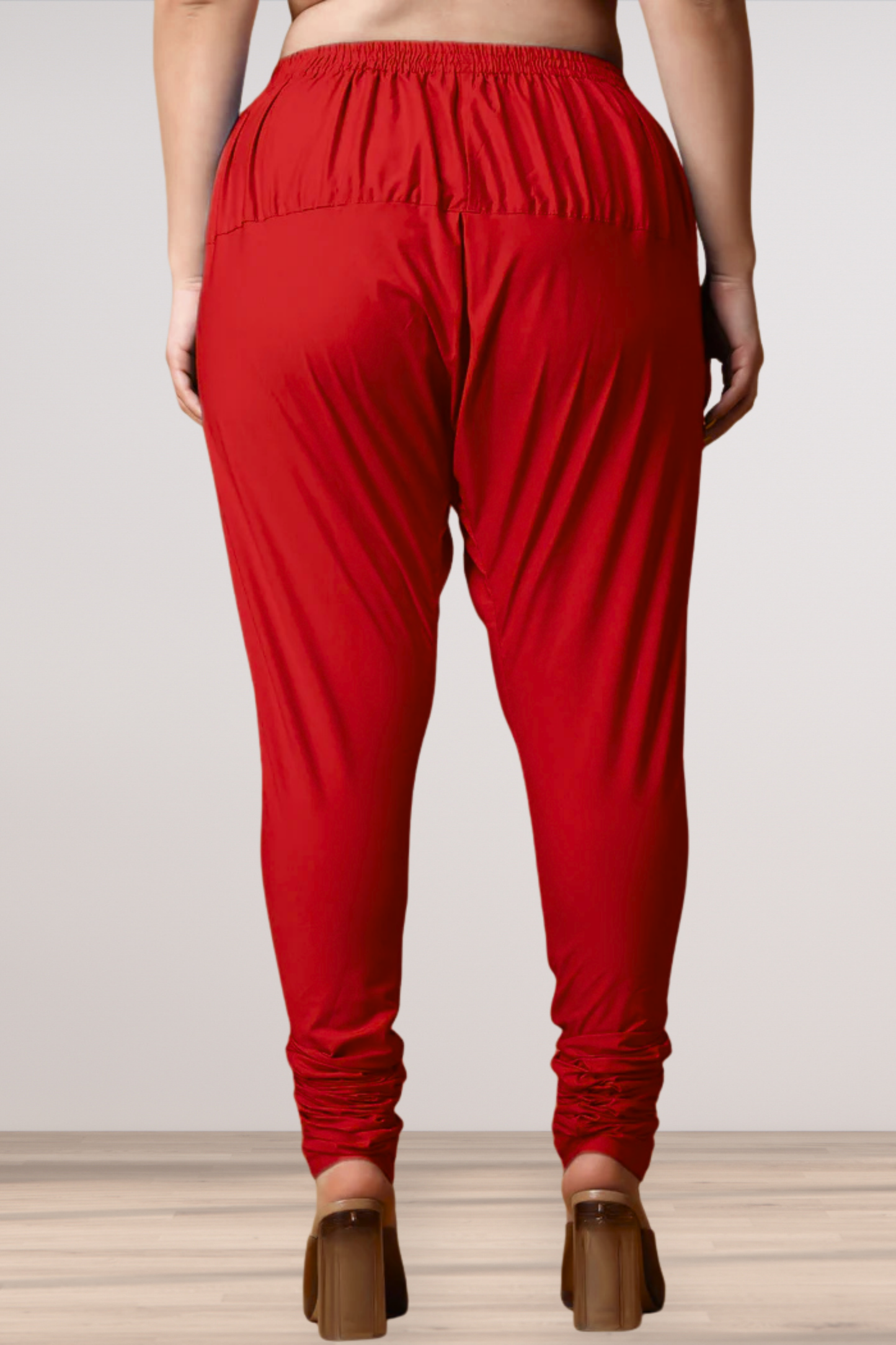 Red Rayon Churidar Pants