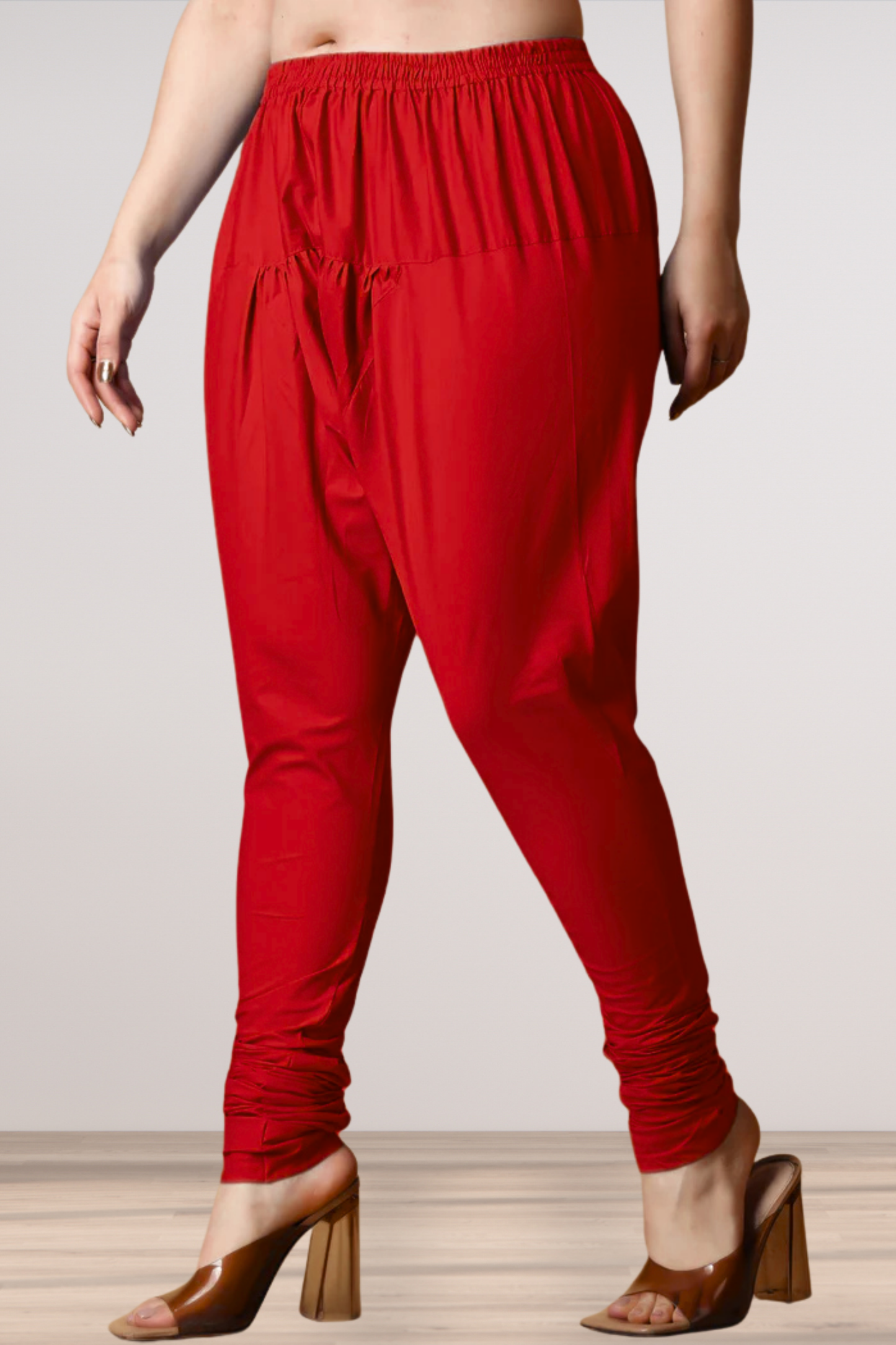 Red Rayon Churidar Pants