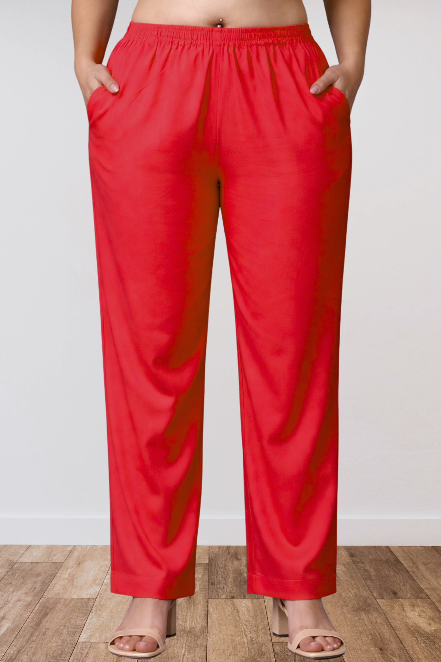 Red Anti Wrinkle Kurti Pants