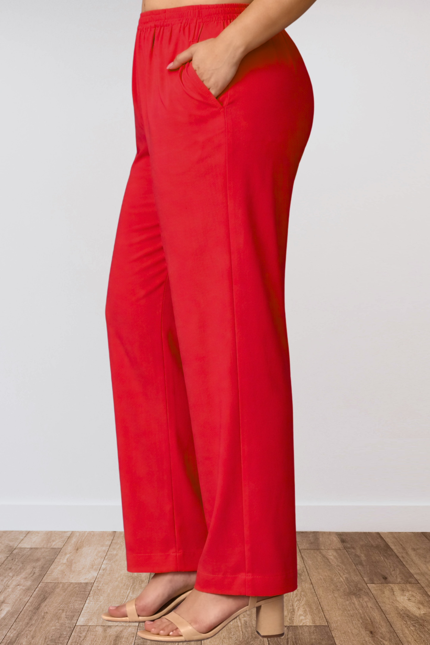 Red Anti Wrinkle Kurti Pants