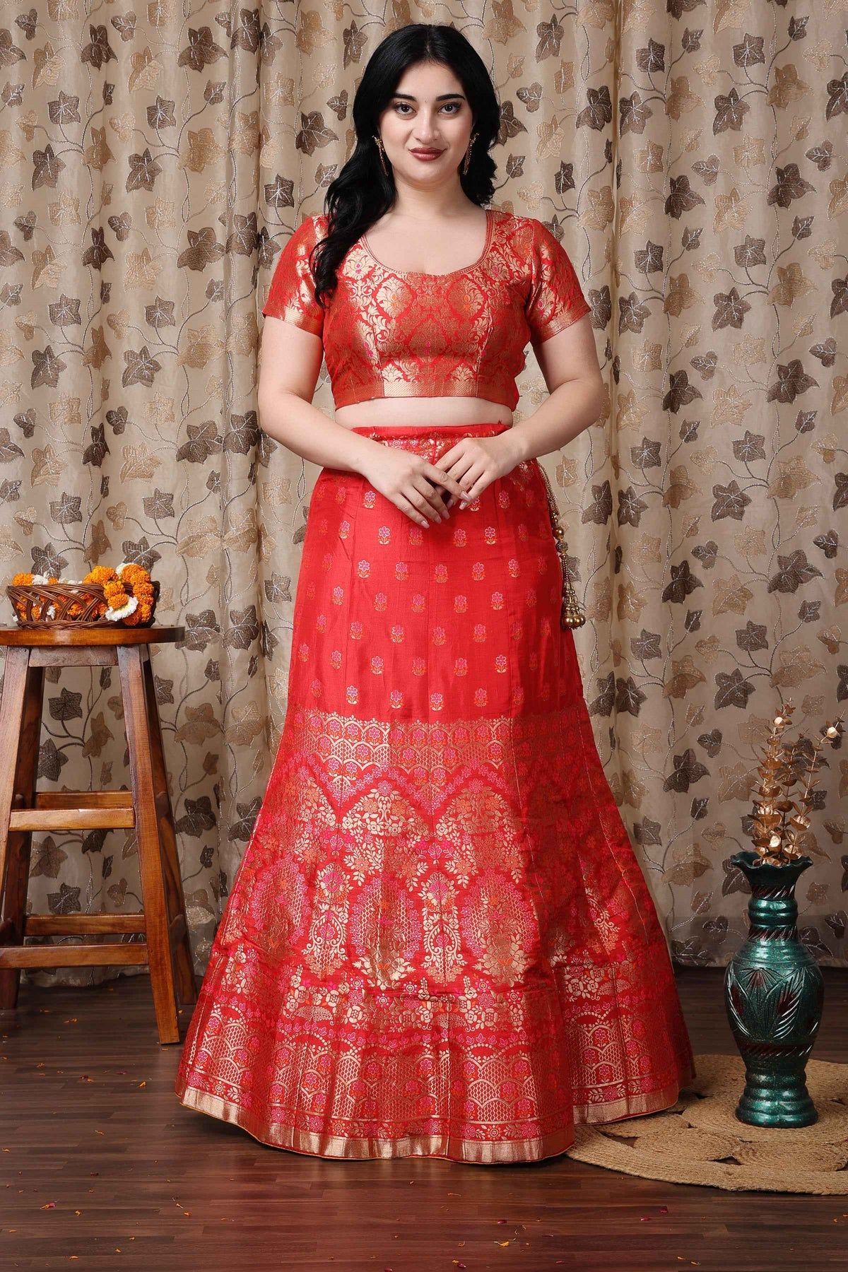 Buy Plus Size ​Swarna Shringar Banarasi Silk Lehenga At Apella | Sizes XS to 10 XL | India | Free Delivery | Customized