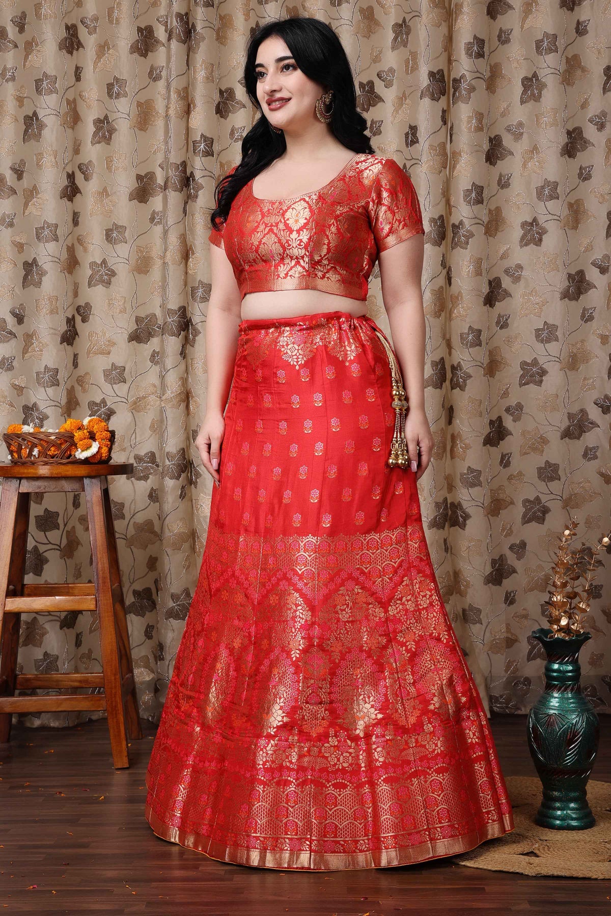 Buy Plus Size ​Swarna Shringar Banarasi Silk Lehenga At Apella | Sizes XS to 10 XL | India | Free Delivery | Customized