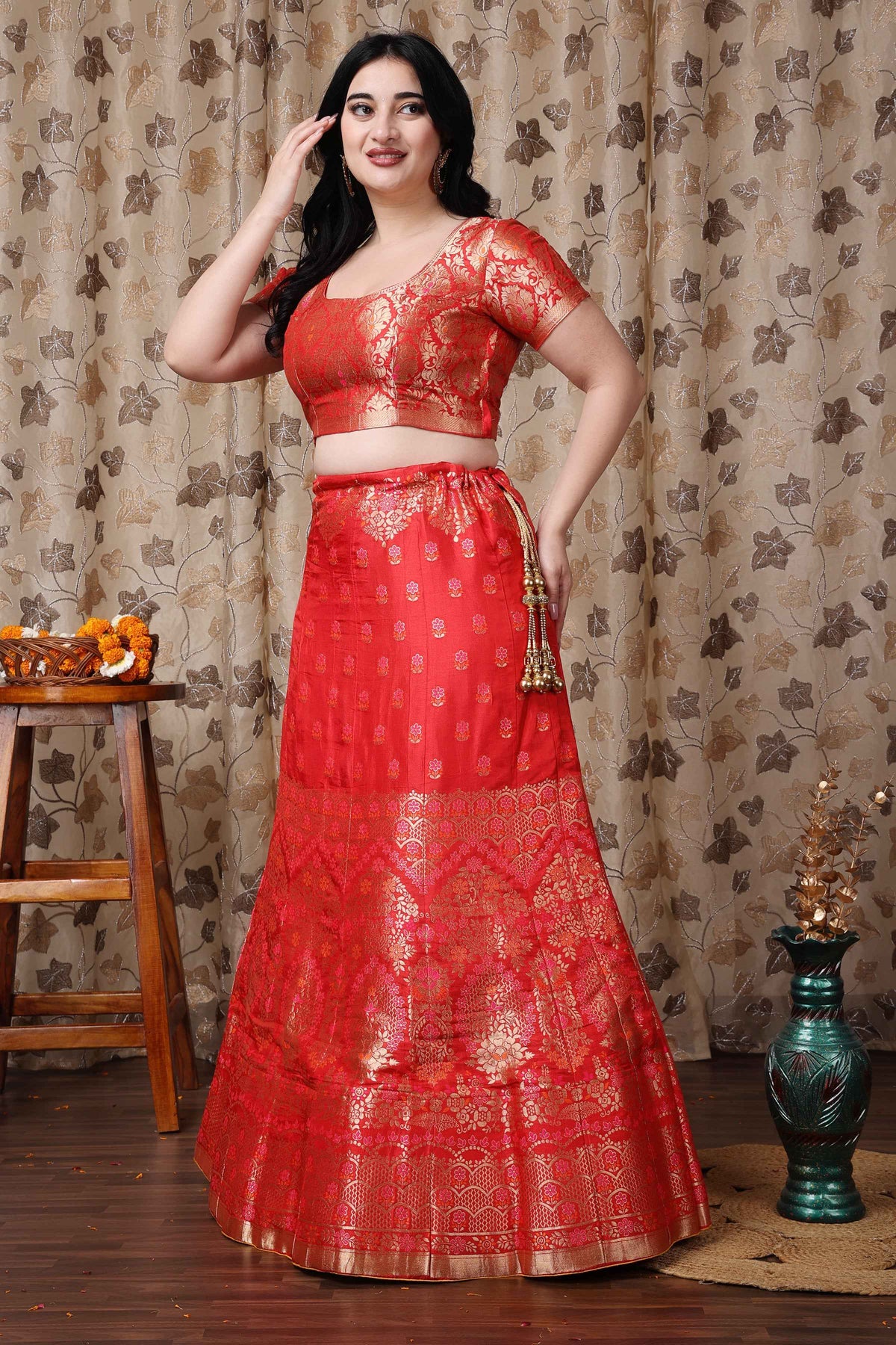 Buy Plus Size ​Swarna Shringar Banarasi Silk Lehenga At Apella | Sizes XS to 10 XL | India | Free Delivery | Customized