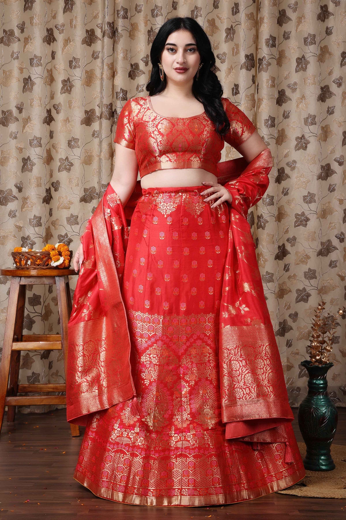 Buy Plus Size ​Swarna Shringar Banarasi Silk Lehenga At Apella | Sizes XS to 10 XL | India | Free Delivery | Customized