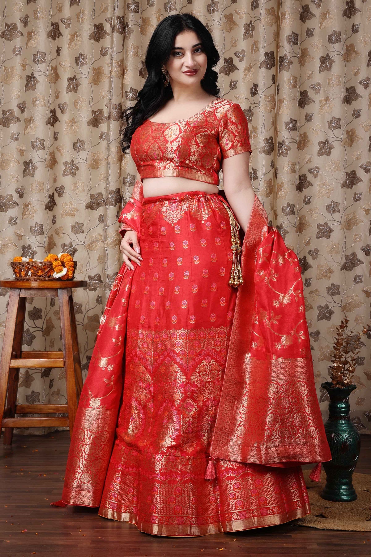 Buy Plus Size ​Swarna Shringar Banarasi Silk Lehenga At Apella | Sizes XS to 10 XL | India | Free Delivery | Customized