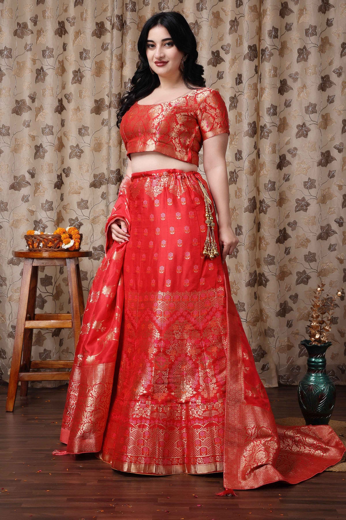 Buy Plus Size ​Swarna Shringar Banarasi Silk Lehenga At Apella | Sizes XS to 10 XL | India | Free Delivery | Customized