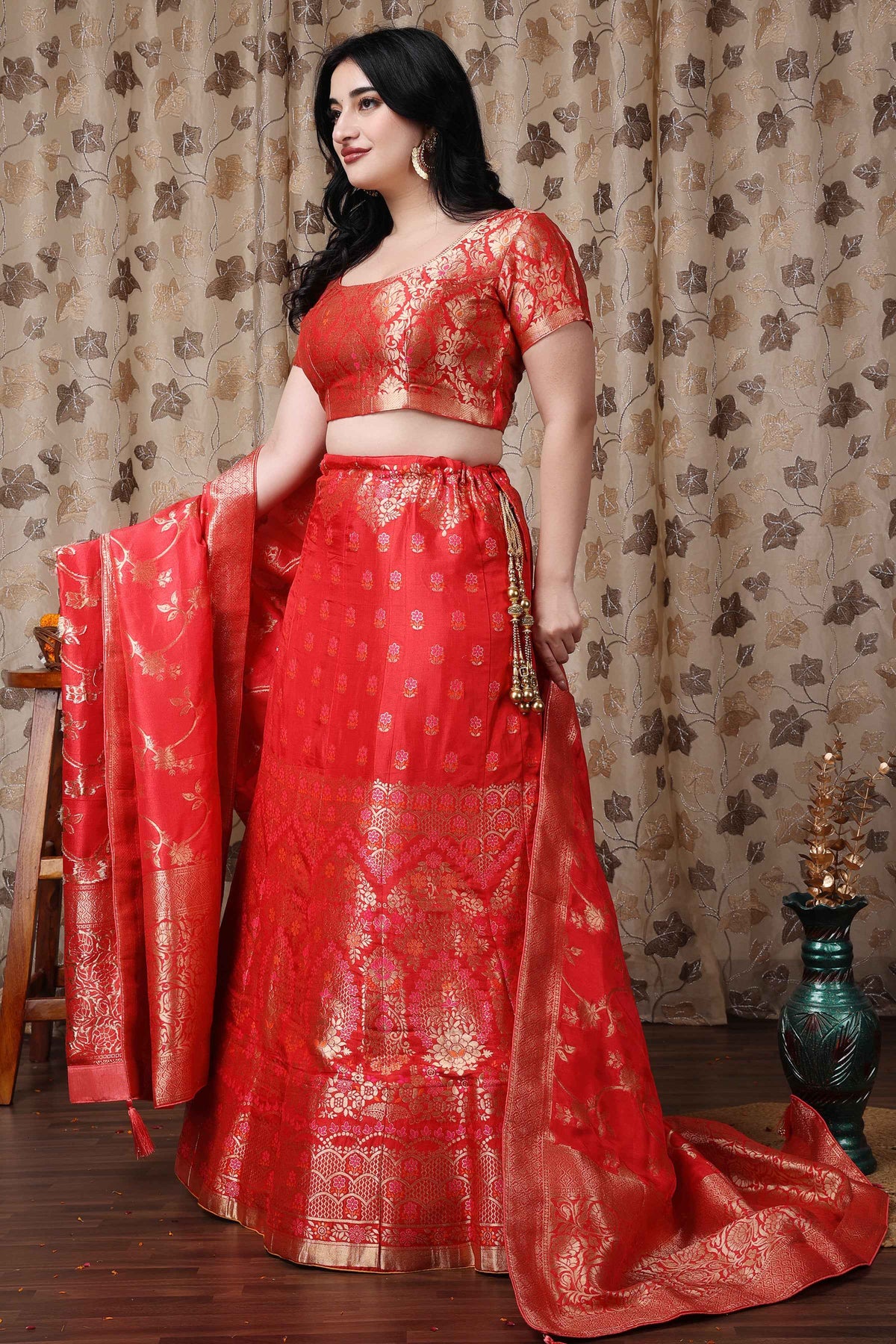 Buy Plus Size ​Swarna Shringar Banarasi Silk Lehenga At Apella | Sizes XS to 10 XL | India | Free Delivery | Customized