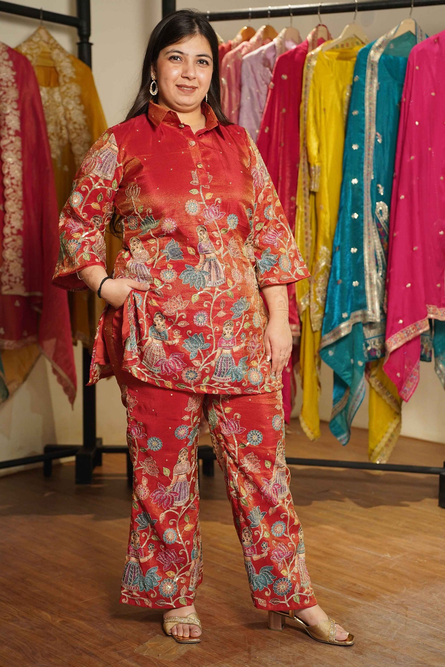 Rudhir Ziba Tissue Shimmer Co-ord Set