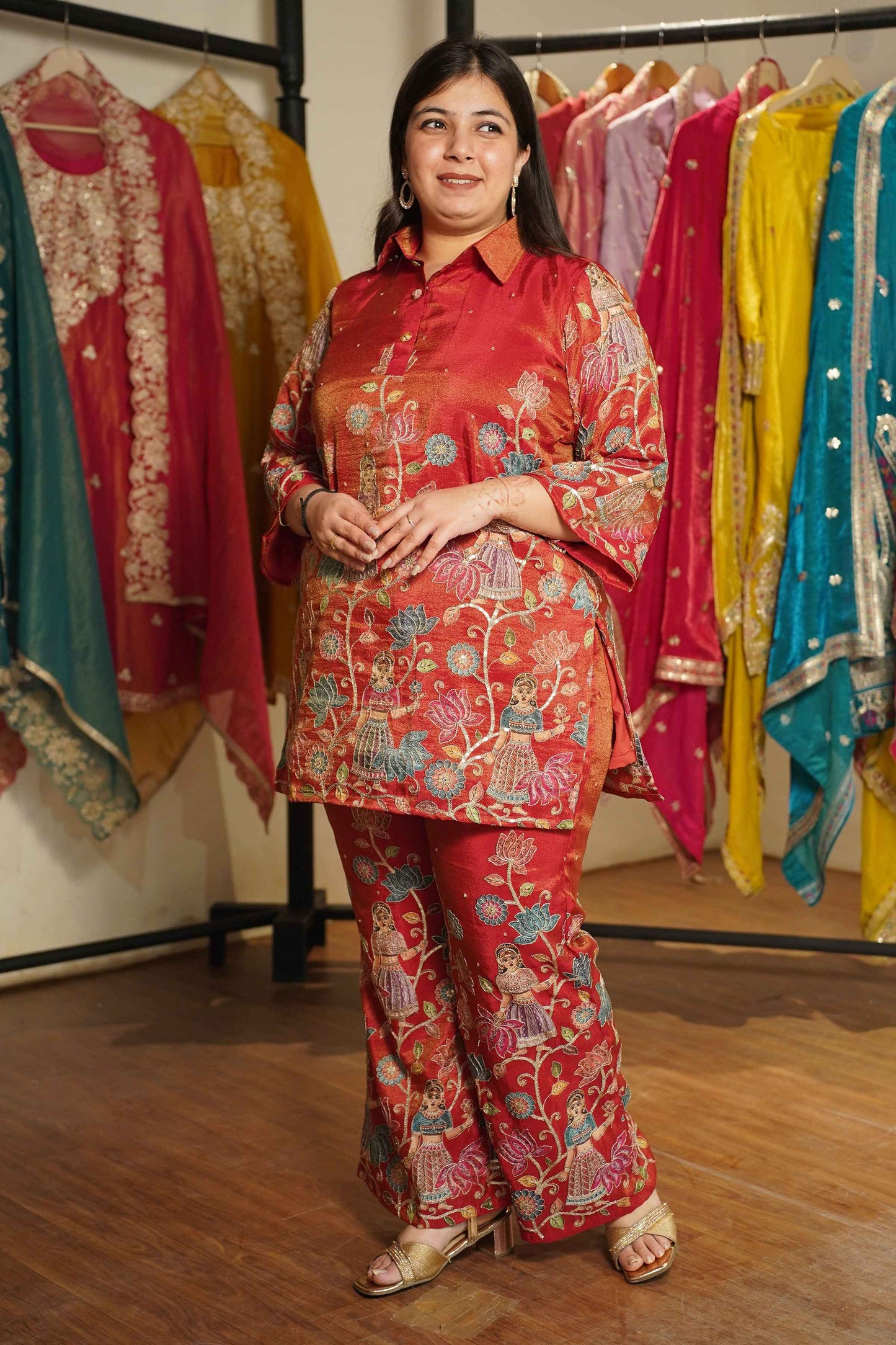 Rudhir Ziba Tissue Shimmer Co-ord Set