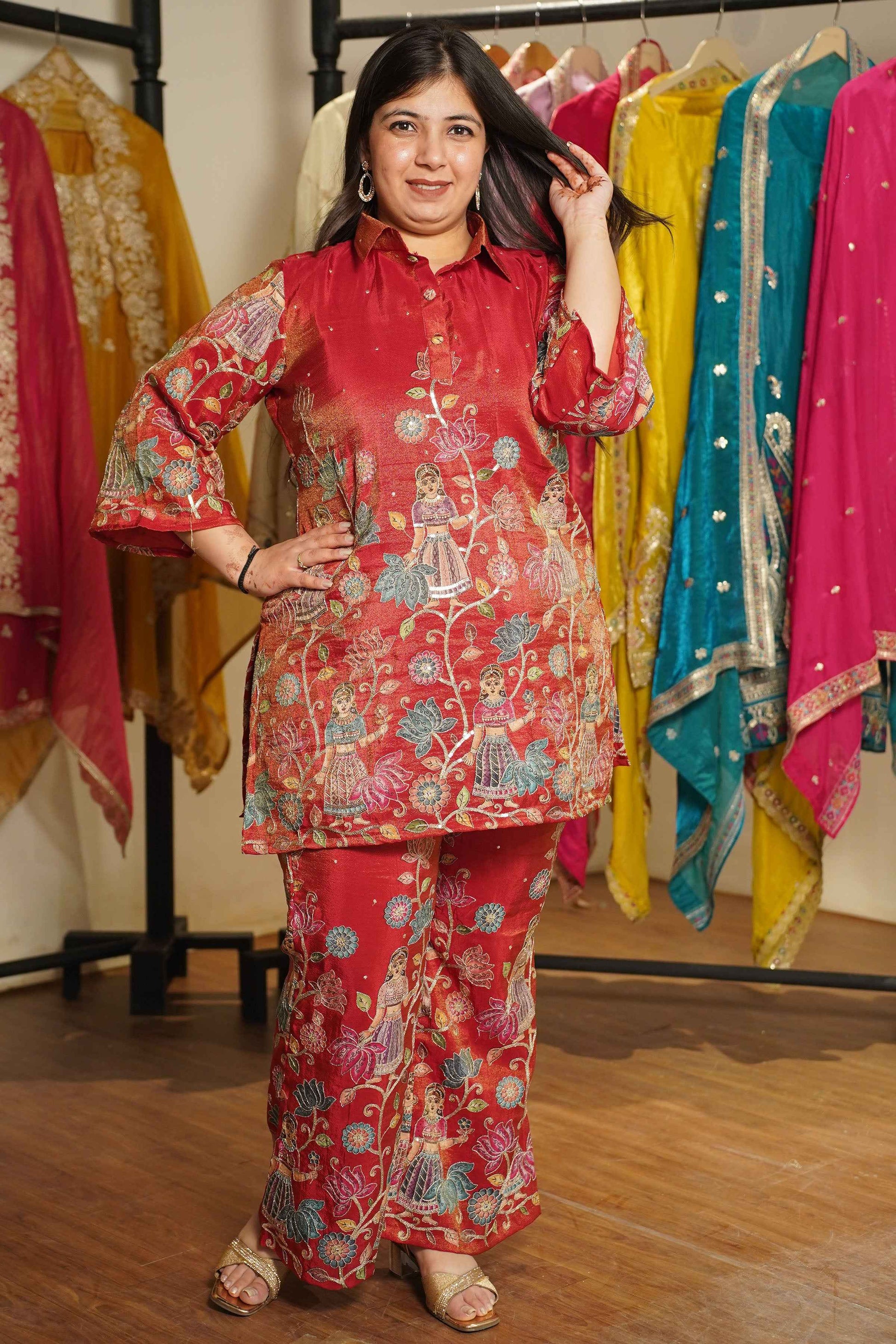 Rudhir Ziba Tissue Shimmer Co-ord Set