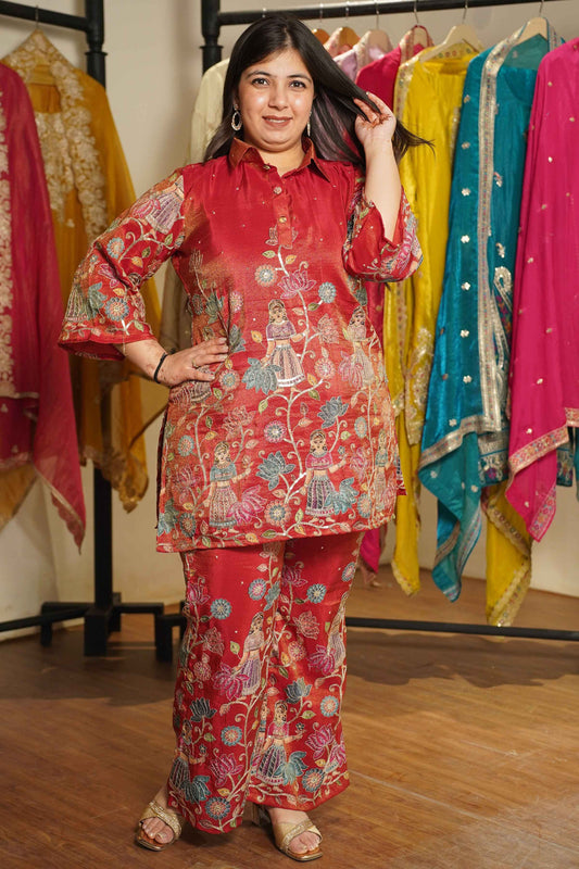 Rudhir Ziba Tissue Shimmer Co-ord Set