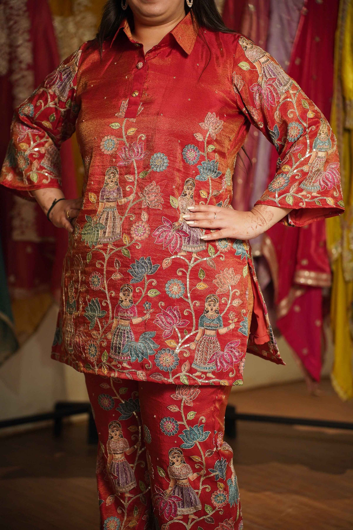 Rudhir Ziba Tissue Shimmer Co-ord Set