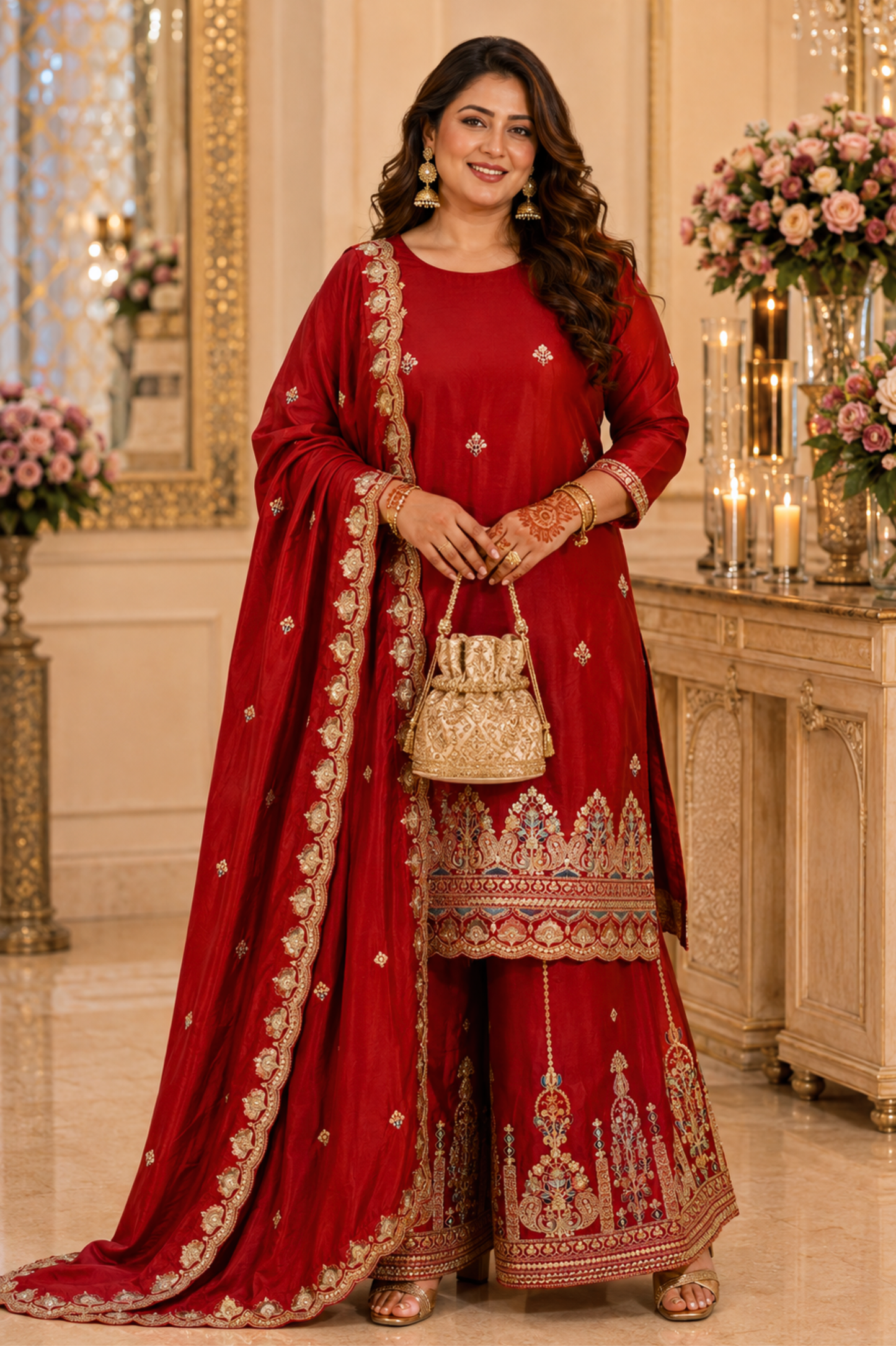 Ruhina Saaj Zari Embroidered Suit With Flared Pants (Copy)