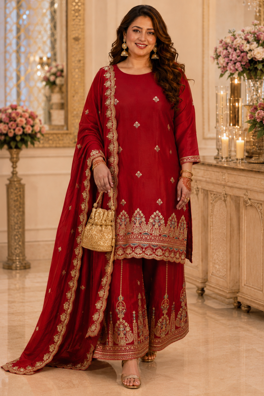 Ruhina Saaj Zari Embroidered Suit With Flared Pants (Copy)