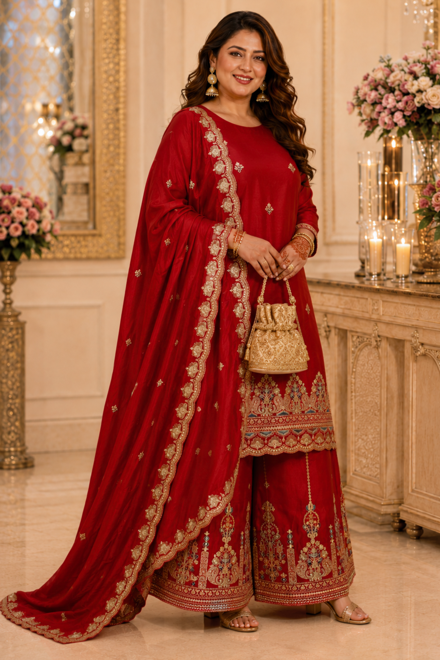 Ruhina Saaj Zari Embroidered Suit With Flared Pants (Copy)
