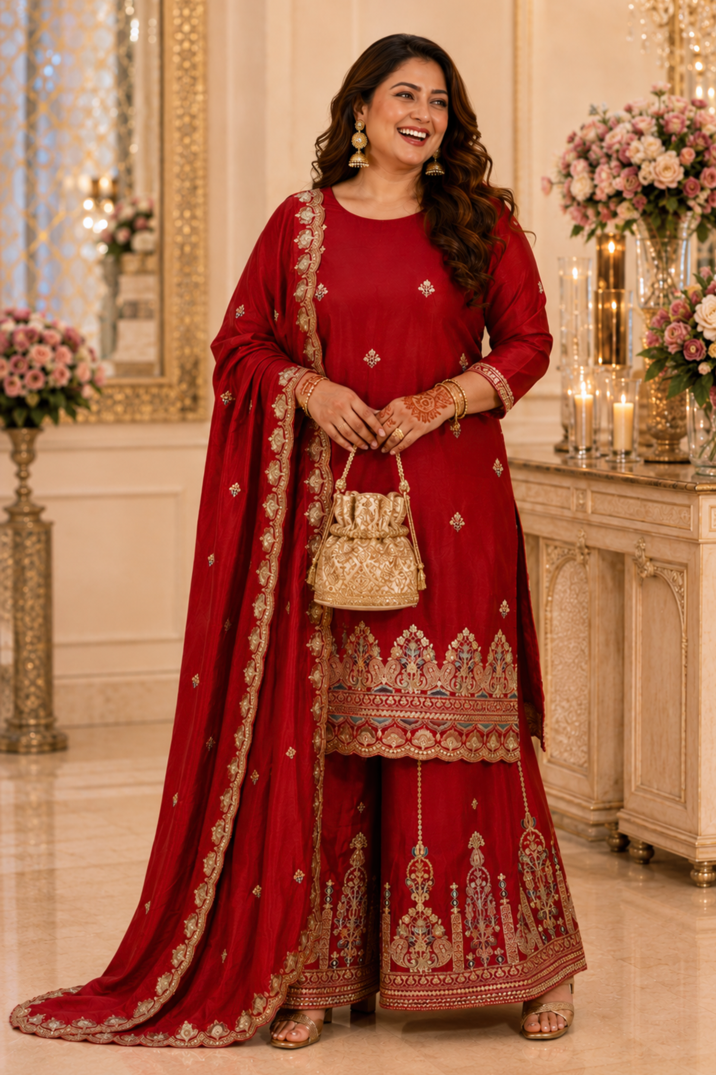 Ruhina Saaj Zari Embroidered Suit With Flared Pants (Copy)