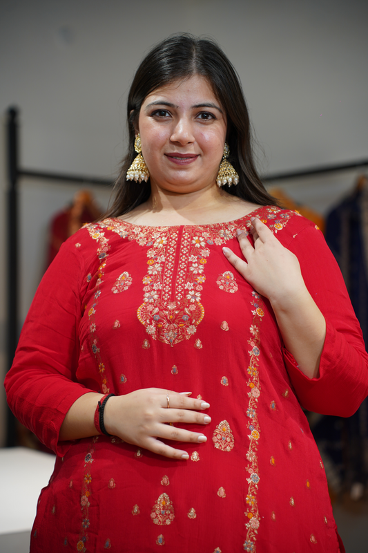 Varnika Pink Jacquard Silk Suit