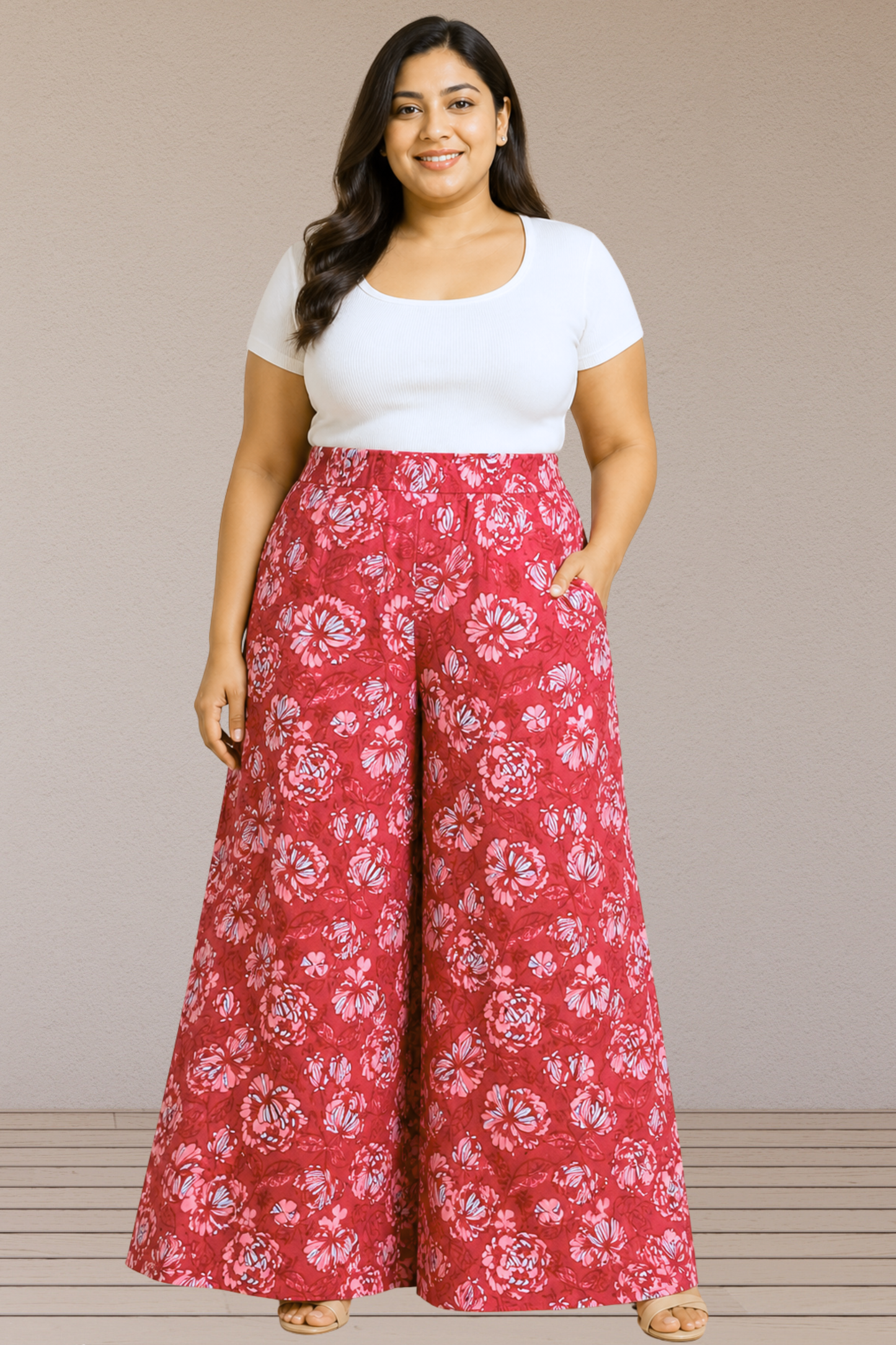 Muted Crimson Floral Lounge Pants