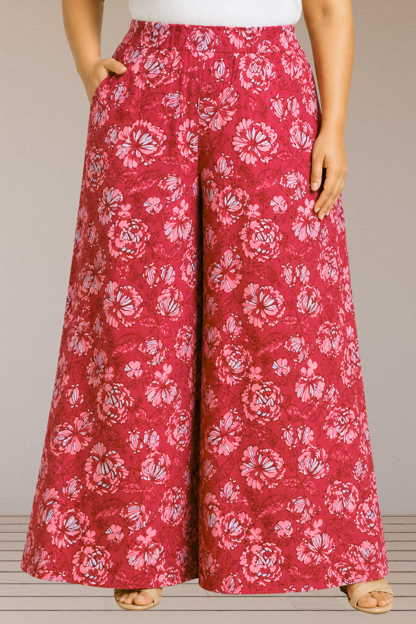 Muted Crimson Floral Lounge Pants
