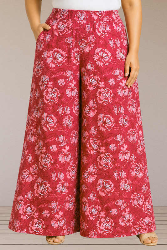 Muted Crimson Floral Lounge Pants