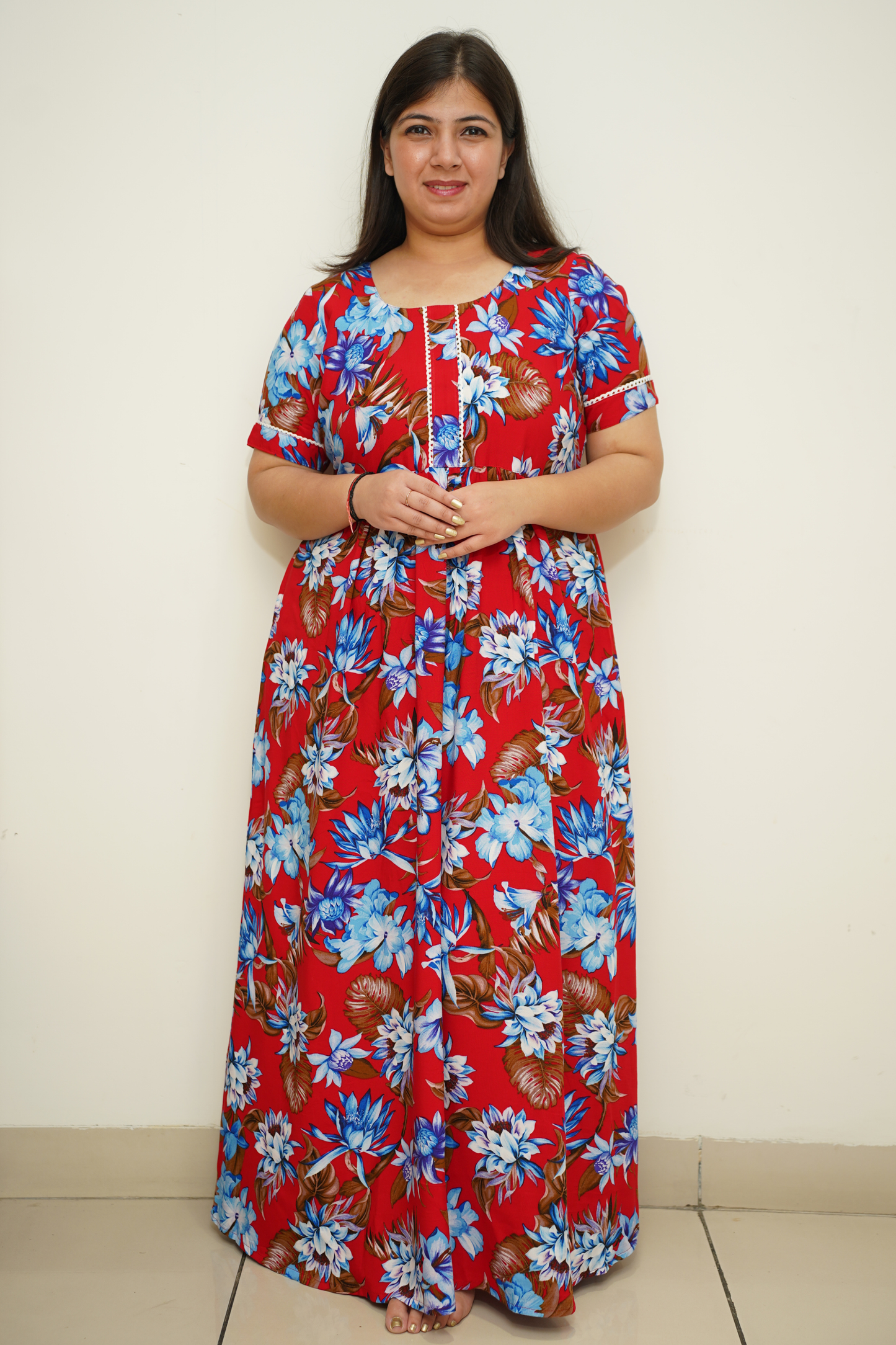 Radiant Red Rayon Night Gown