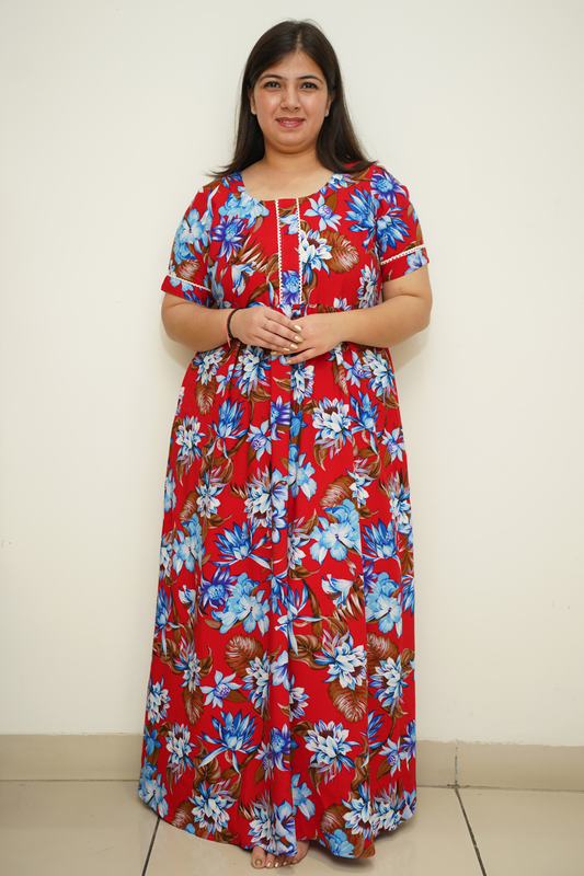 Radiant Red Rayon Night Gown