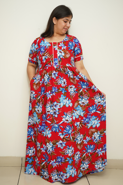 Radiant Red Rayon Night Gown