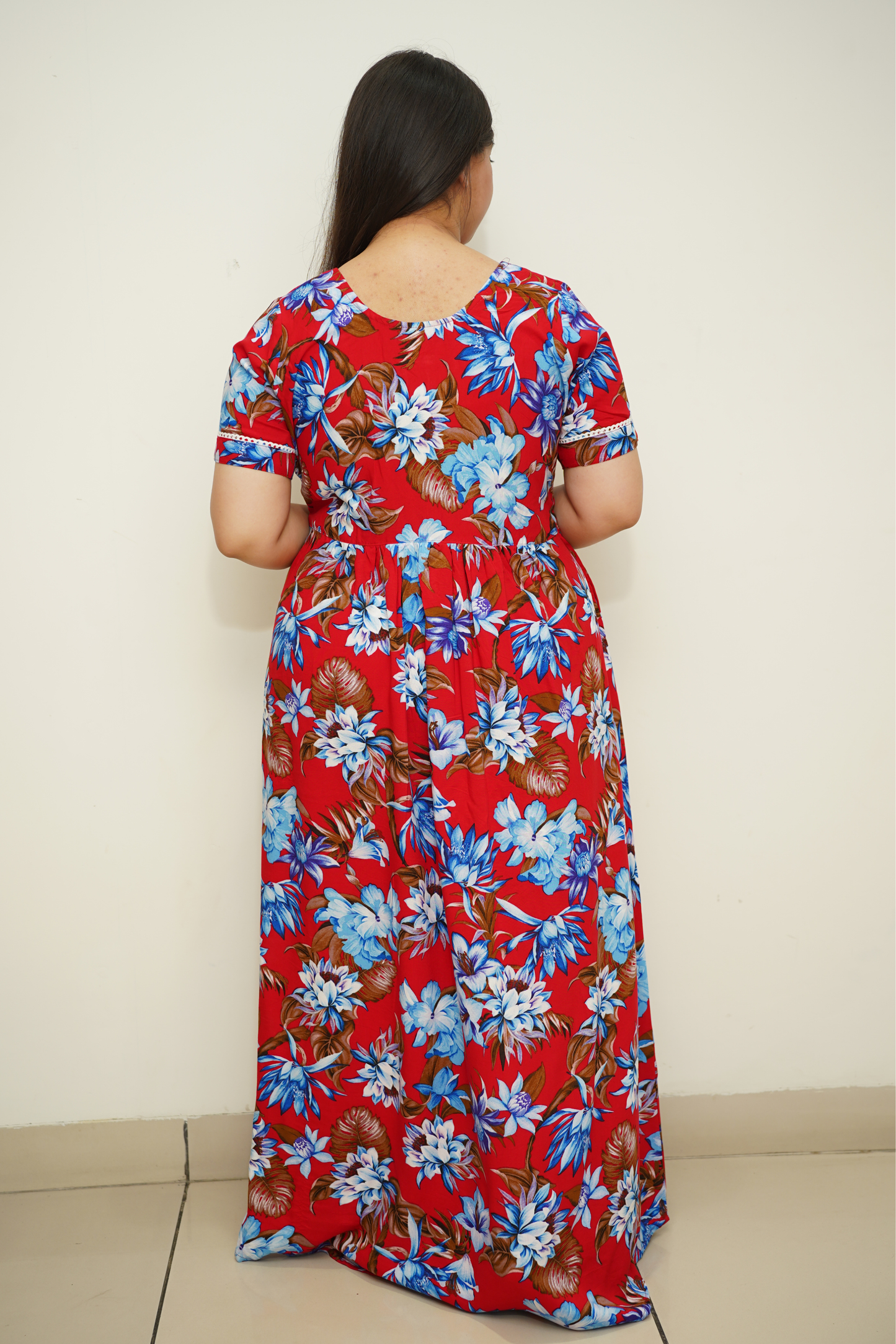 Radiant Red Rayon Night Gown