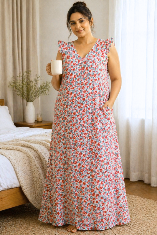 Coral Petal Rayon Night Gown