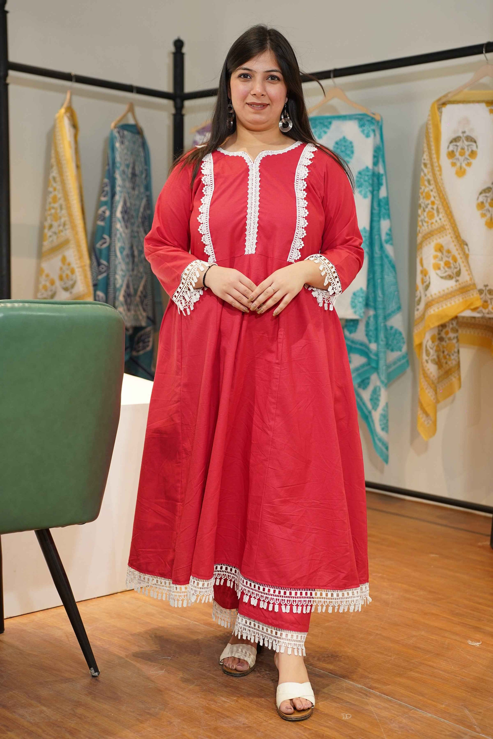 Red Majesty Rayon Anarkali Set