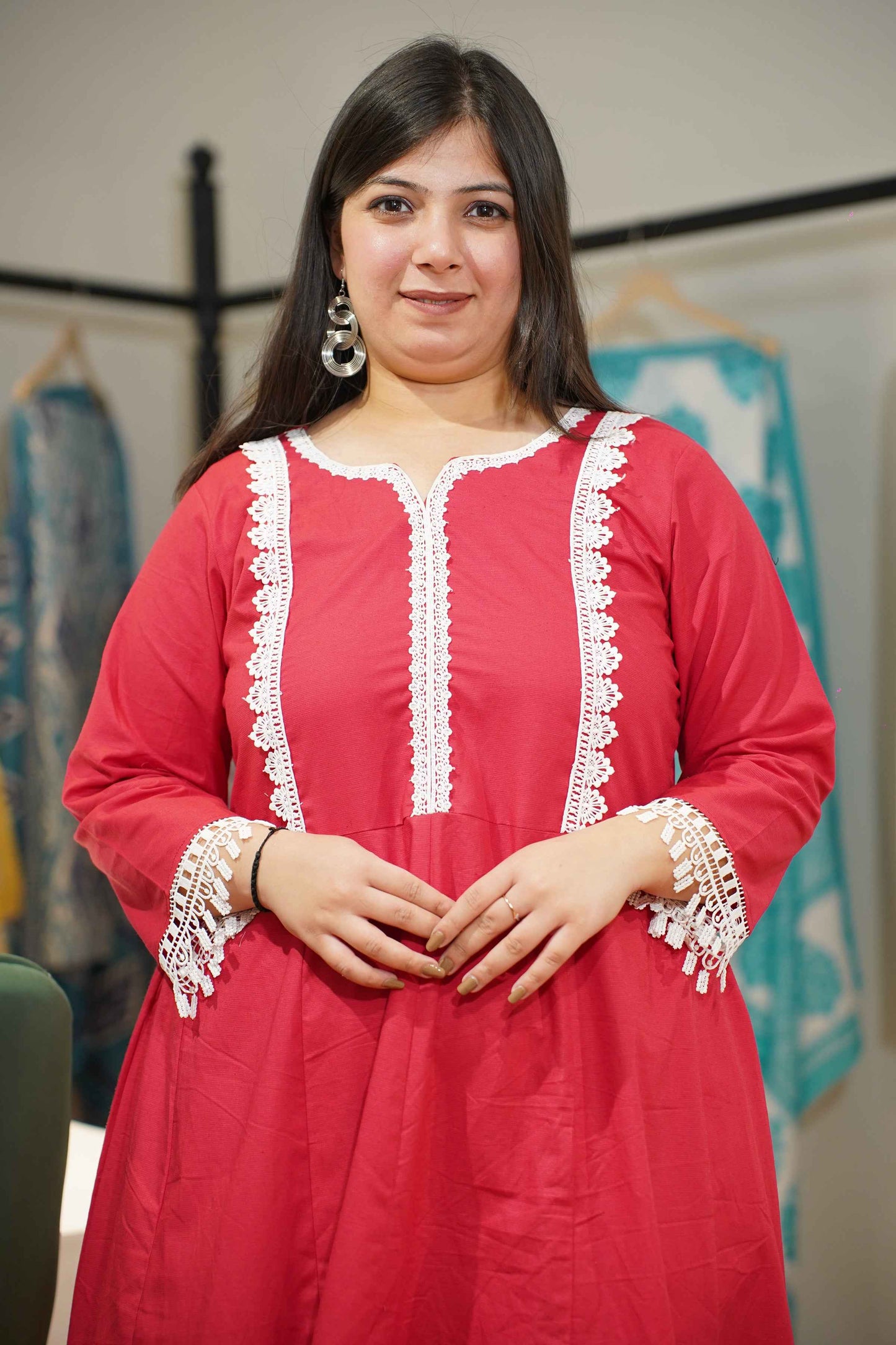 Red Majesty Rayon Anarkali Set