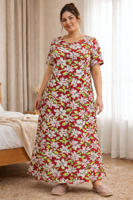 Summer Leaf Rayon Night Gown