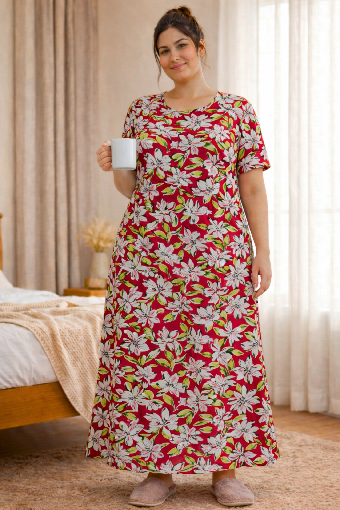 Summer Leaf Rayon Night Gown